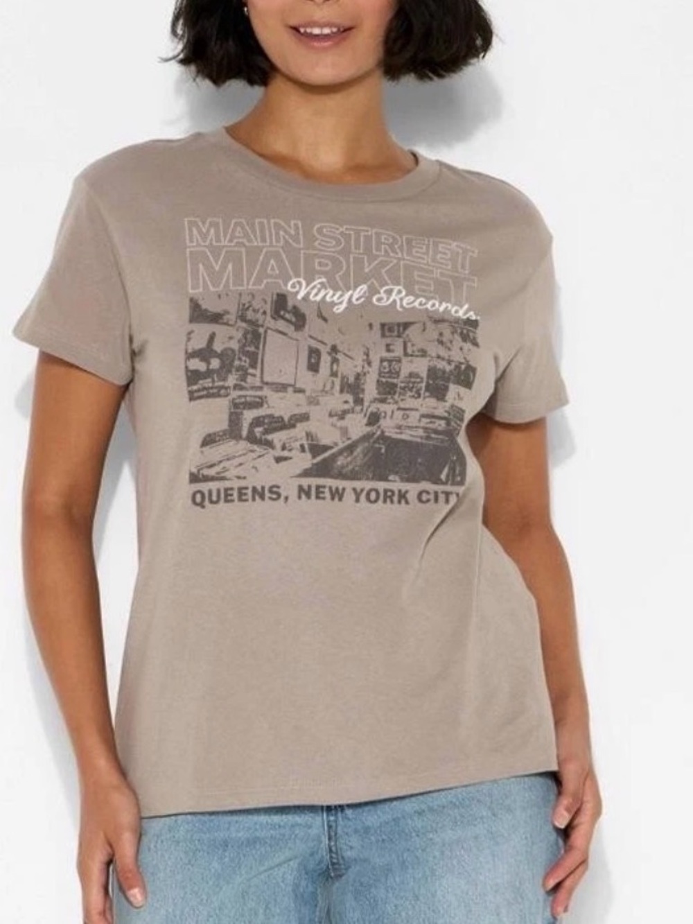 Mainstreet Market Vinyl Records Short Sleeve Graphic T-Shirt